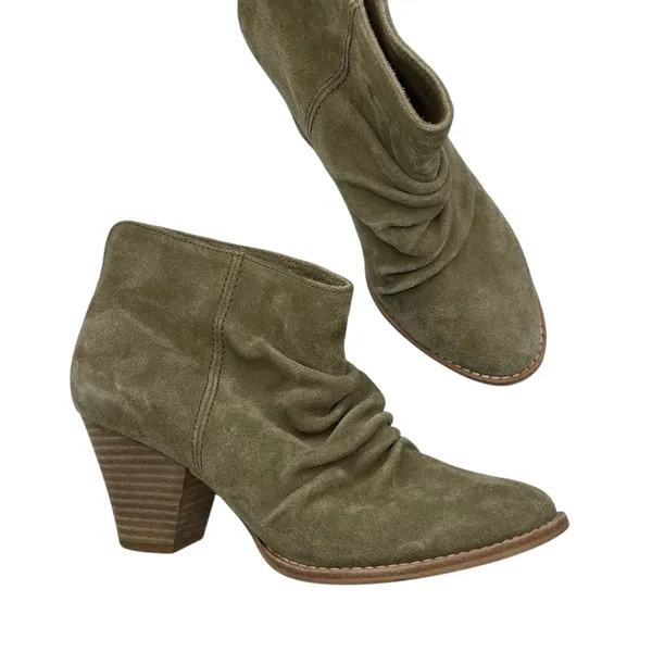 Splendid Brown Suede Slouchy Ankle Boots Womens 7.5 Shooties Stacked Heel Fall - Image 2
