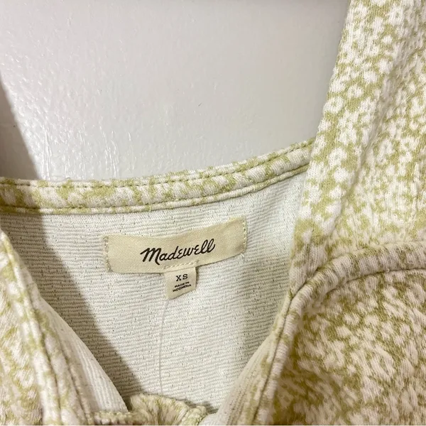 Madewell Floral Jacquard Button Front Top Faded Seagrass Cream & Green Size XS - Image 4