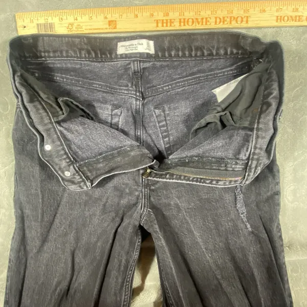 Abercrombie & Fitch 90s Straight Jeans‎ Womens 12/31 Ultra High Rise Rips Fringe - Image 11