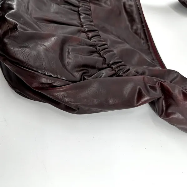 Vintage Leather Hobo Bag USA Purse Shoulder Zip Pocket Knot Burgundy Red OS - Image 4