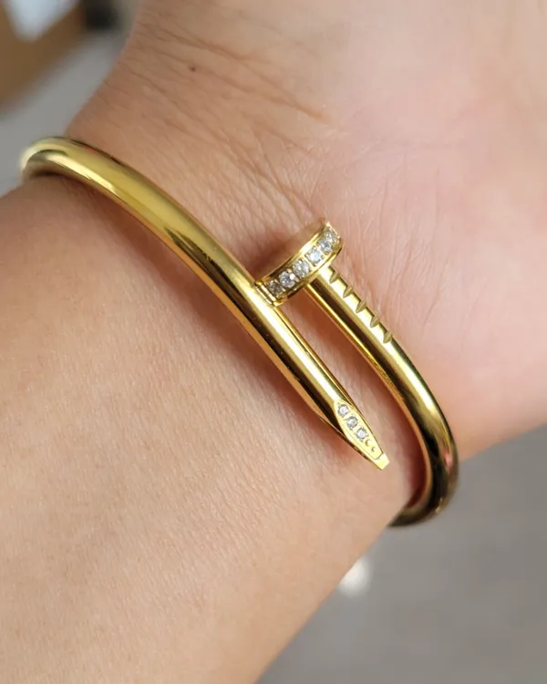 18k Gold Plated Nail Bracelet  - Image 5