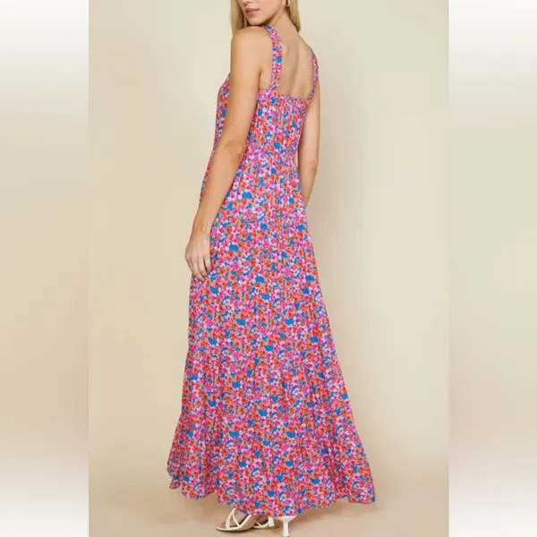 Skies Are Blue‎ Floral Print Crossed Neck Full Length Long maxi Dress Size Small - Image 2