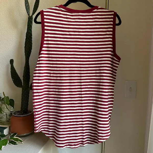 Madewell Red/White Cotton Crewneck Muscle Tank - Image 4