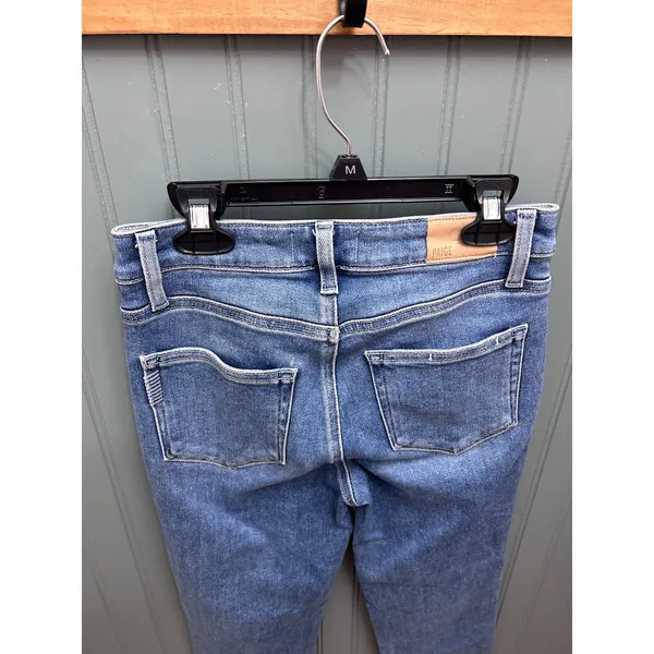 PAIGE Womens Jeans Size 25 Blue Wash Distressed Raw‎ Hem Straight Leg - Image 4