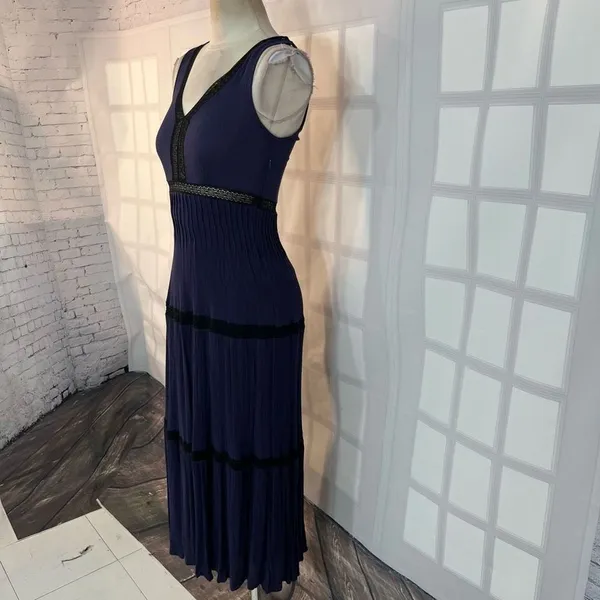 Ella moss purple black lace ankle length maxi dress size small - Image 5