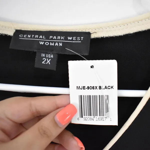 Central Park West Black Long Sleeve V-Neck Blouse Plus Size 2X - Image 7