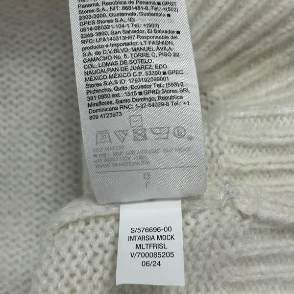 Old Navy Cozy Intarsia Fair Isle Mock Neck Sweater Cream Blue Wool Blend Large - Image 8