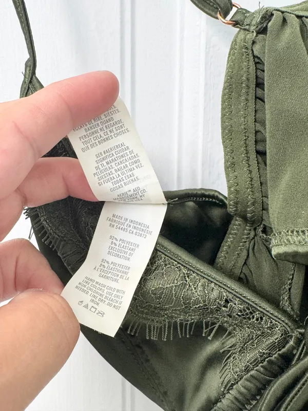 Aerie Green Lace Bralette Top Bra Cami Cropped M - Image 4