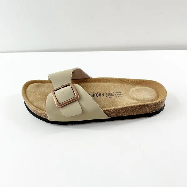 Project Cloud Ibiza Genuine Leather Slide Buckle Sandals Sandcastle Tan 8.5 - Image 5