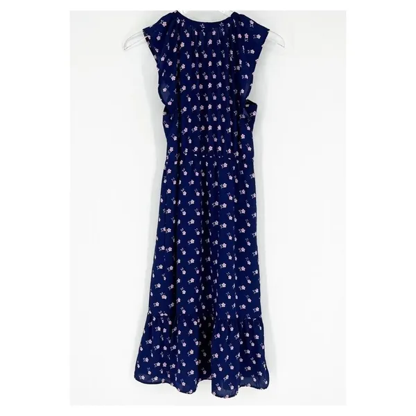 J.Crew Flutter Sleeve Bandana Floral Print Midi Dress Women's Size‎ XXS Blue - Image 4