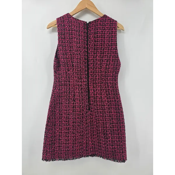 Alice + Olivia Dress Womens 6 Black‎ Wild Pink Tweed Mini NEW - Image 4