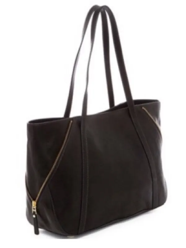 FOSSIL Gwen Shopper Tote Chocolate Brown Leather/Suede Shoulder Bag Convertible - Image 12
