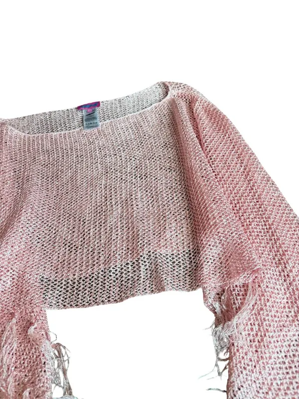 Edikted Sequin Fringe Knit Poncho Pink Flowy Flattering Size XS/Small NWOT - Image 7