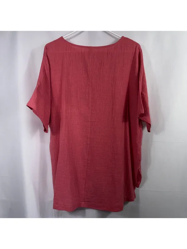 Zenana 100% Cotton Oversized Gauze Tunic Top Coral Pink XL - Image 6