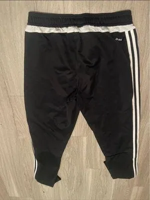 adidas Black Joggers with White Side Stripes - Image 3
