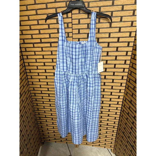 Free Assembly Blue Plaid Midi Dress‎ Size Large - Image 2