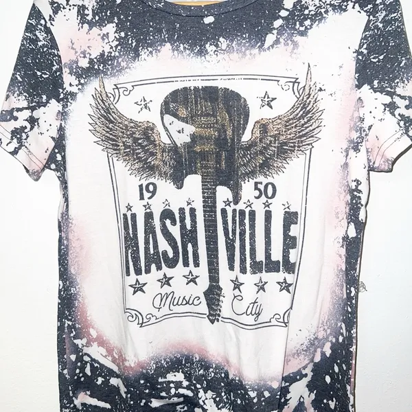 Amazon Nashville tie dye graphic black white and brown short sleeve tshirt - Image 2