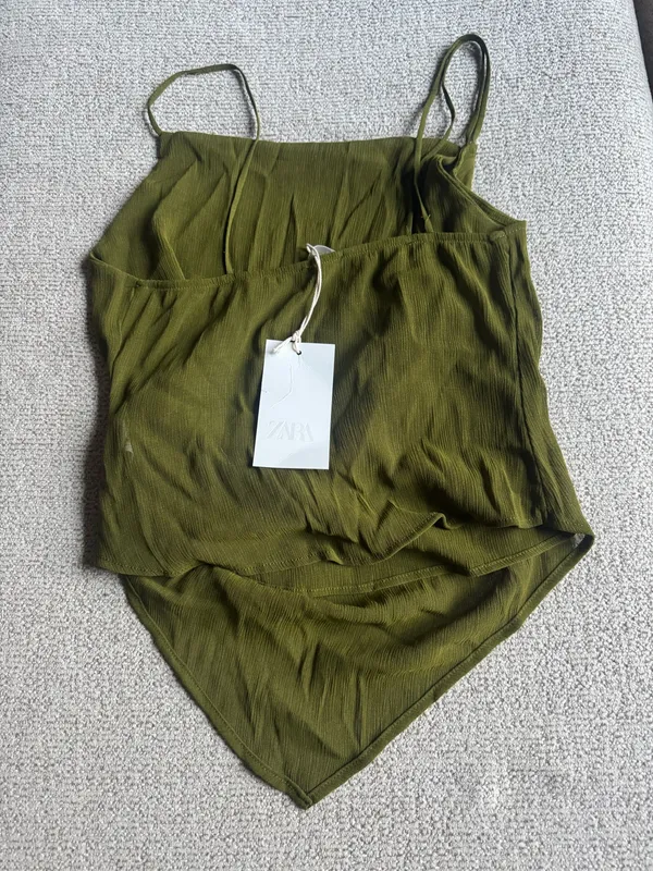 Zara Olive Draped Cami Tank Top - Image 2