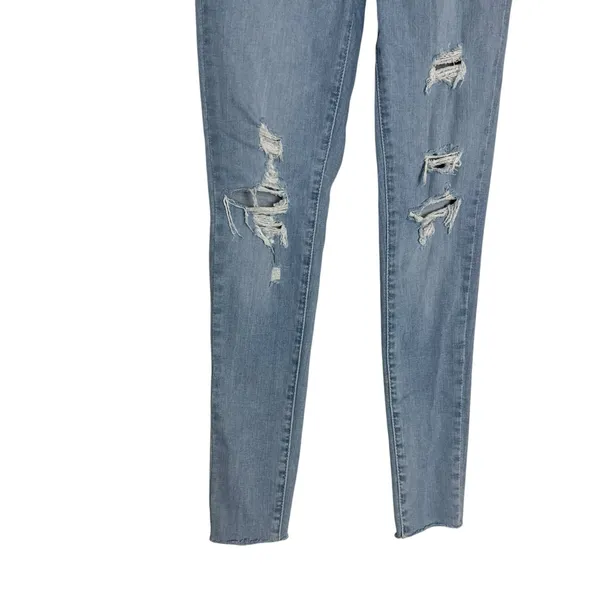 Levi’s 720 High Rise Super Skinny Distressed Light Wash Stretch Denim Blue Jeans - Image 3