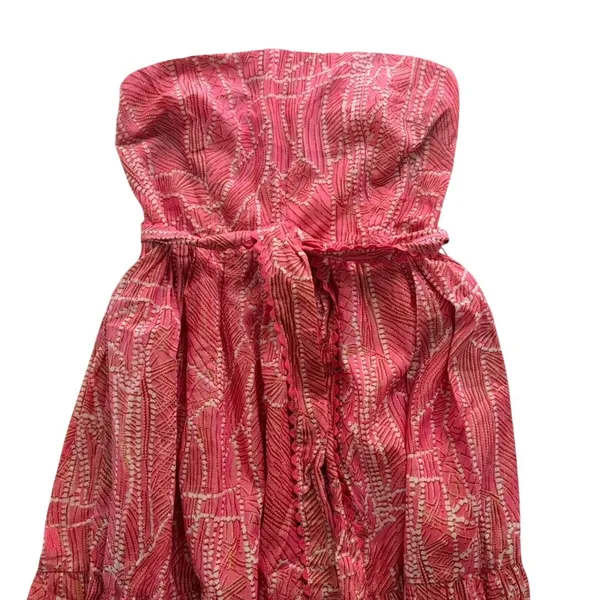 Poupette St. Barth Long Dress Thelma Pink Akoy Shimmer Maxi Small Strapless - Image 2