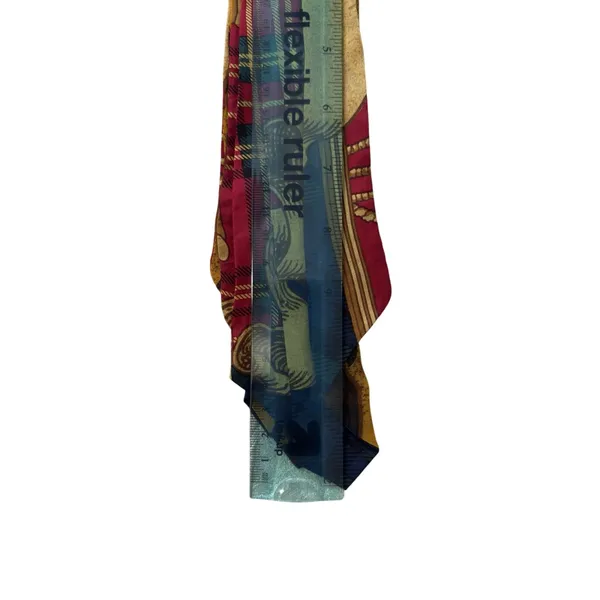 Womens 100% Silk Skinny Scarf Multicolor Baroque Plaid Neck Hair Tie 24x2in Boho - Image 5