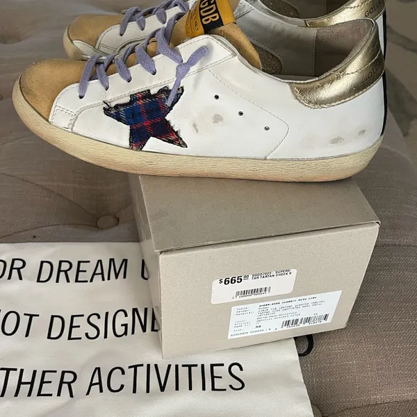 Golden Goose Sneakers with Lavender and Tan Accents - Image 10