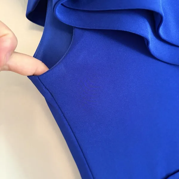 ieena for mac duggal 8 Blue Short Dress Ruffle Pageant Formal Dance Party FLAWS - Image 3