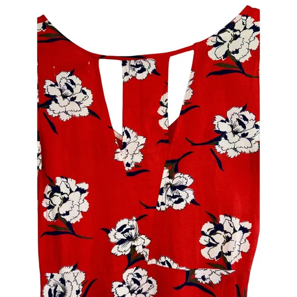Abercrombie & Fitch Red White Floral Cutout Short Sleeve Mini Dress Womens Sz S - Image 6