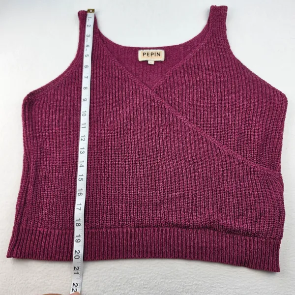 Pepin Womens Magenta Open Knit Surplice Wrap Sleeveless Tank Top Size Large - Image 9
