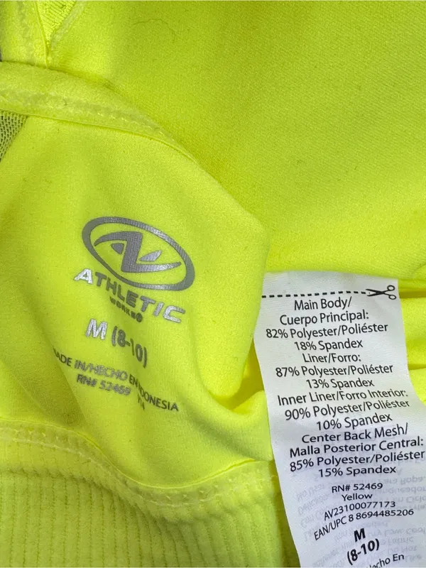 Athletic Works Racer‎ Back Sports Bra Neon Yellow Medium - Image 9