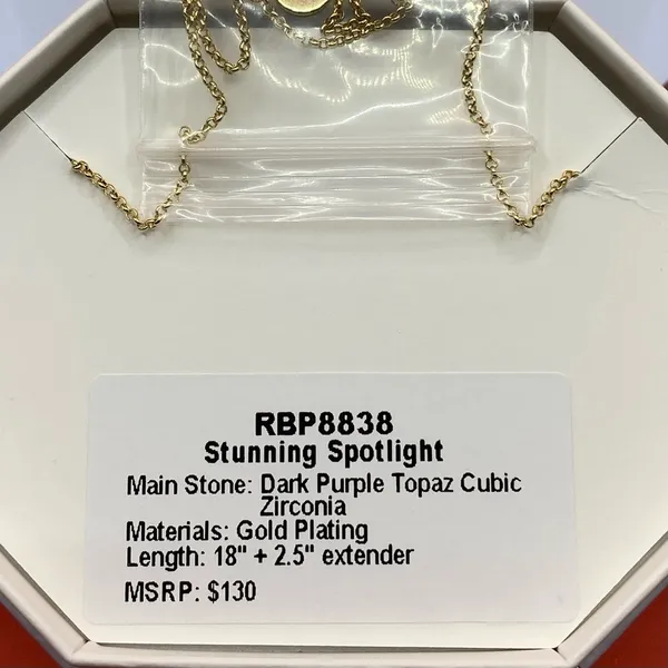 Bomb Party Necklace RBP8838 “Stunning Spotlight” Cubic Zirconia on Gold NWT - Image 3