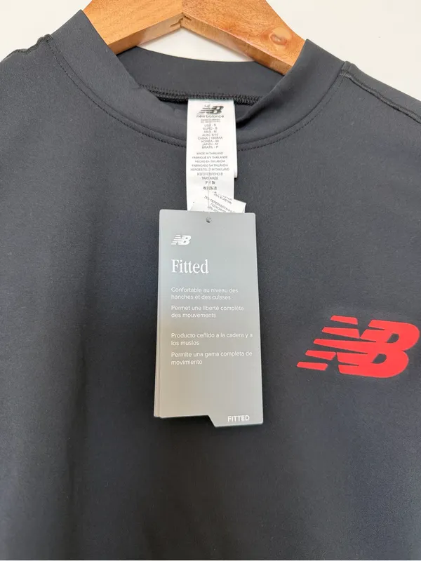 New Balance Black Short Sleeve Fitted Tee with Red Logo - Image 2