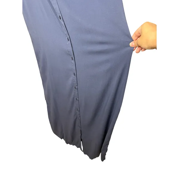 Lulus Slate Blue Off the Shoulder Ruffle Button Down Maxi Dress Medium - Image 4
