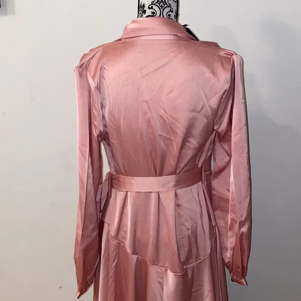 NWT! Nasty Gal Satin Long Sleeve Maxi Wrap Dress Size 6 - Image 11