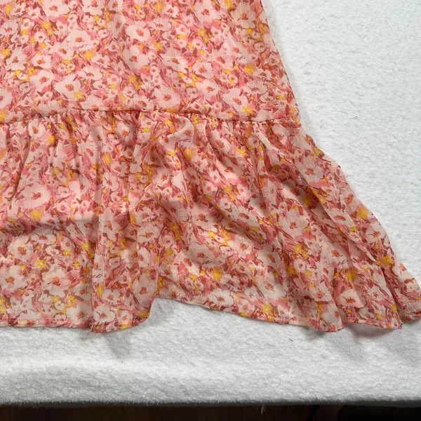 Lush Midi Dress Women's Medium Dusty Rose Yellow Floral Print Ruffle New - Image 8