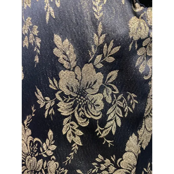 Vintage 1980s Scott McClintock Black Velvet Gold Brocade Dress Open Back S/M - Image 11