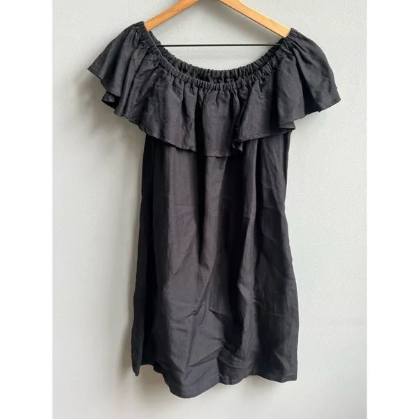 Tommy Bahama NWT Linen Dye Off the Shoulders Dress Black Size Small - Image 9