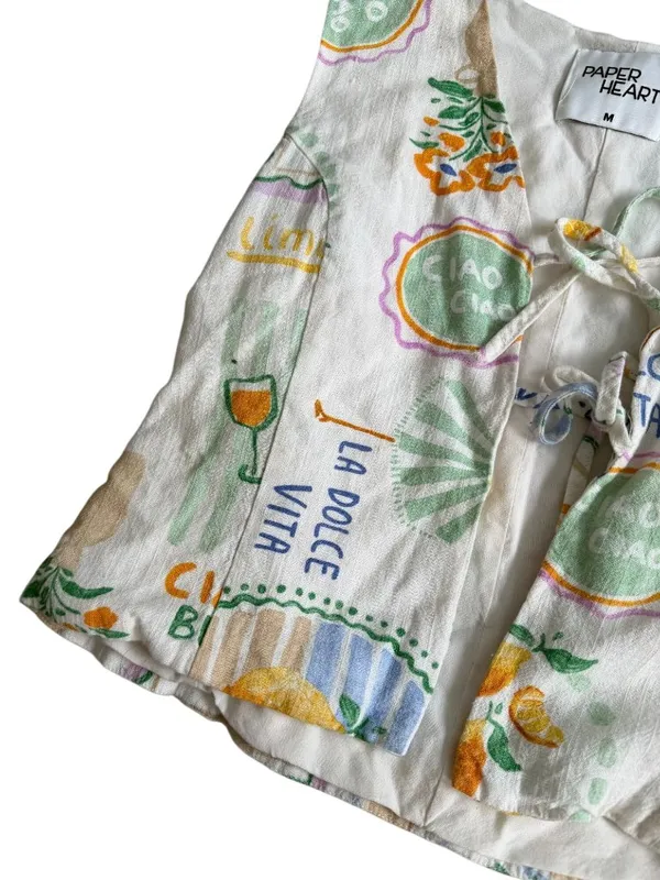 PAPER HEART Dolce Vida Tie Front Top Size Medium - Image 5