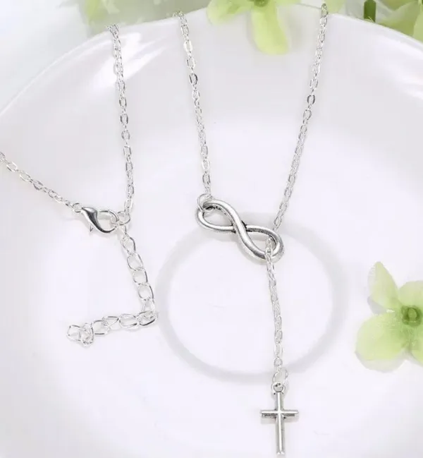 Women Fashion Silver Infinity Cross Pendant Chunky Choker Necklace ( 5/20$ ) - Image 5
