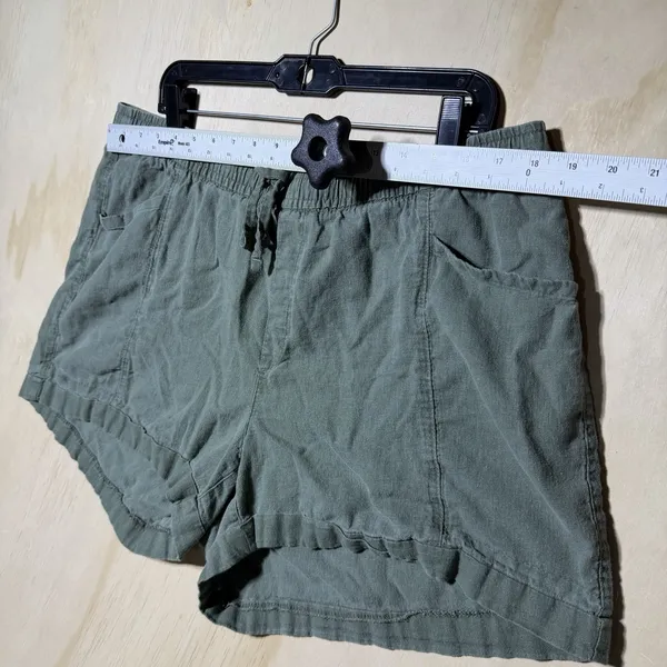Old Navy Womens XL High Rise Linen Blend Shorts Sage Green Pull On Drawstring - Image 3