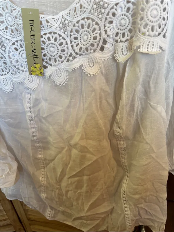 Figueroa and Flowet White Crochet Yoke Women's Blouse 1X NWT - Image 5