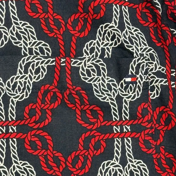 Tommy Hilfiger‎ Top Sz L Abstract Patriotic Print Button Up Shirt Preppy Casual - Image 5