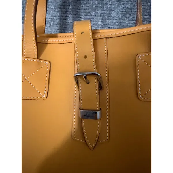 Dooney & Bourke Womens Bucket Bag Medium Yellow Leather Vintage Shoulder Tote - Image 4