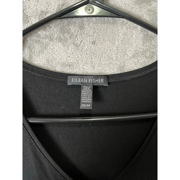 Eileen‎ Fisher Black V-Neck Shift Dress Short Sleeve Minimalist Capsule Size XS - Image 4