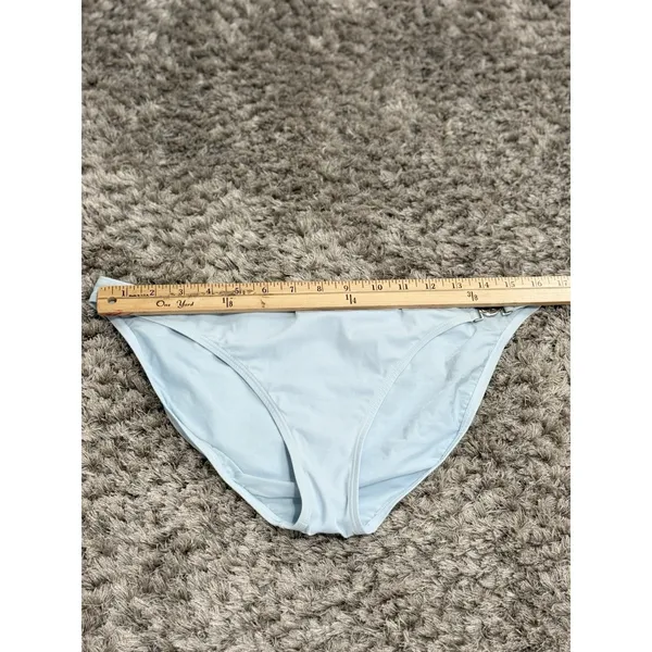 Tory Burch Miller Light Blue Bikini Bottom Low Rise Silver Logo Buckle Size L - Image 9
