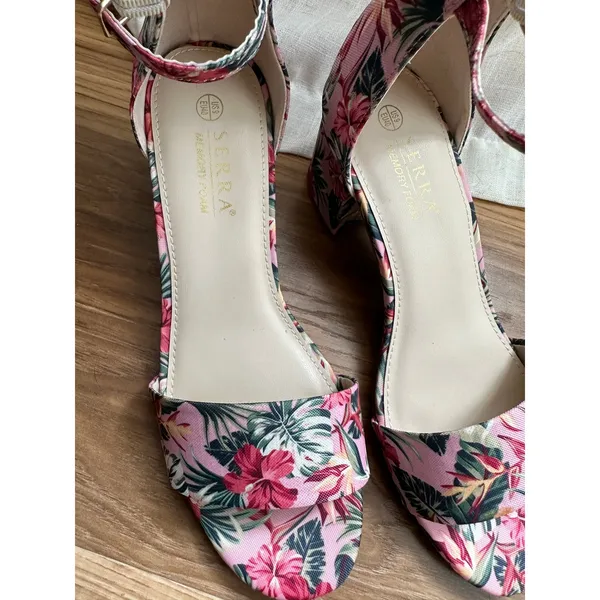 Serra Memory Foam Floral Strappy Sandals Heels - Image 2