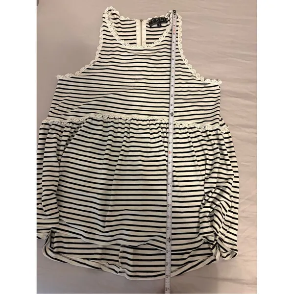 POL Striped Lace Trim Tunic Tank Top Boho Babydoll S - Image 8