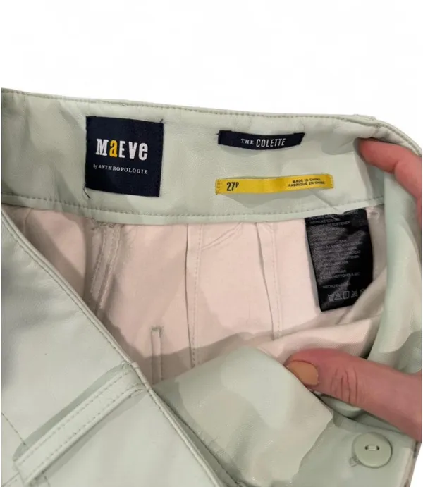 Maeve by Anthropologie The Colette Wide Leg Crop Faux Leather Edition Mint 27P - Image 9