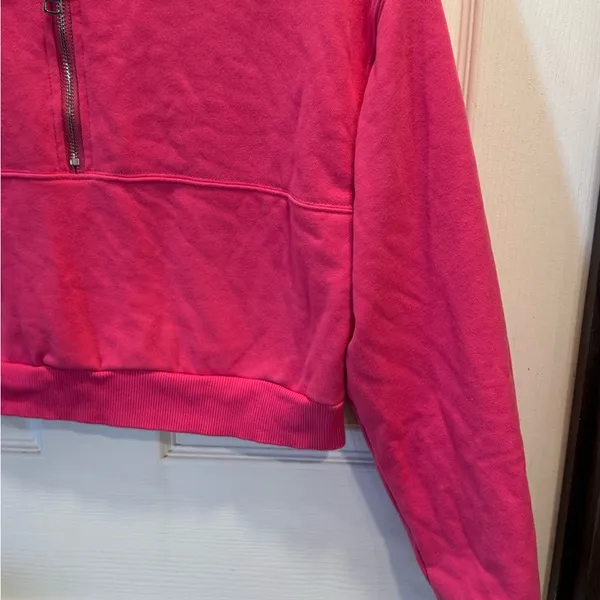 SheIn Fashion Quarter Zip Banded Bottom Cropped Sweatshirt Size M - Image 6