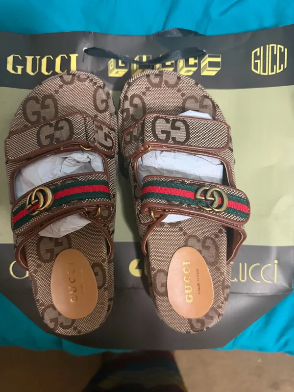 Women’s Brown Designer Style Slide Sandals – Size 8 - Image 2